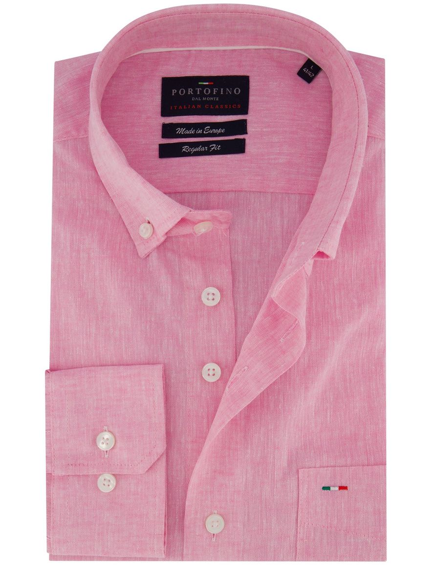 Portofino overhemd roze gemeleerd Regular Fit
