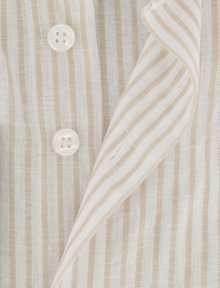 Portofino linnen overhemd beige gestreept Regular Fit