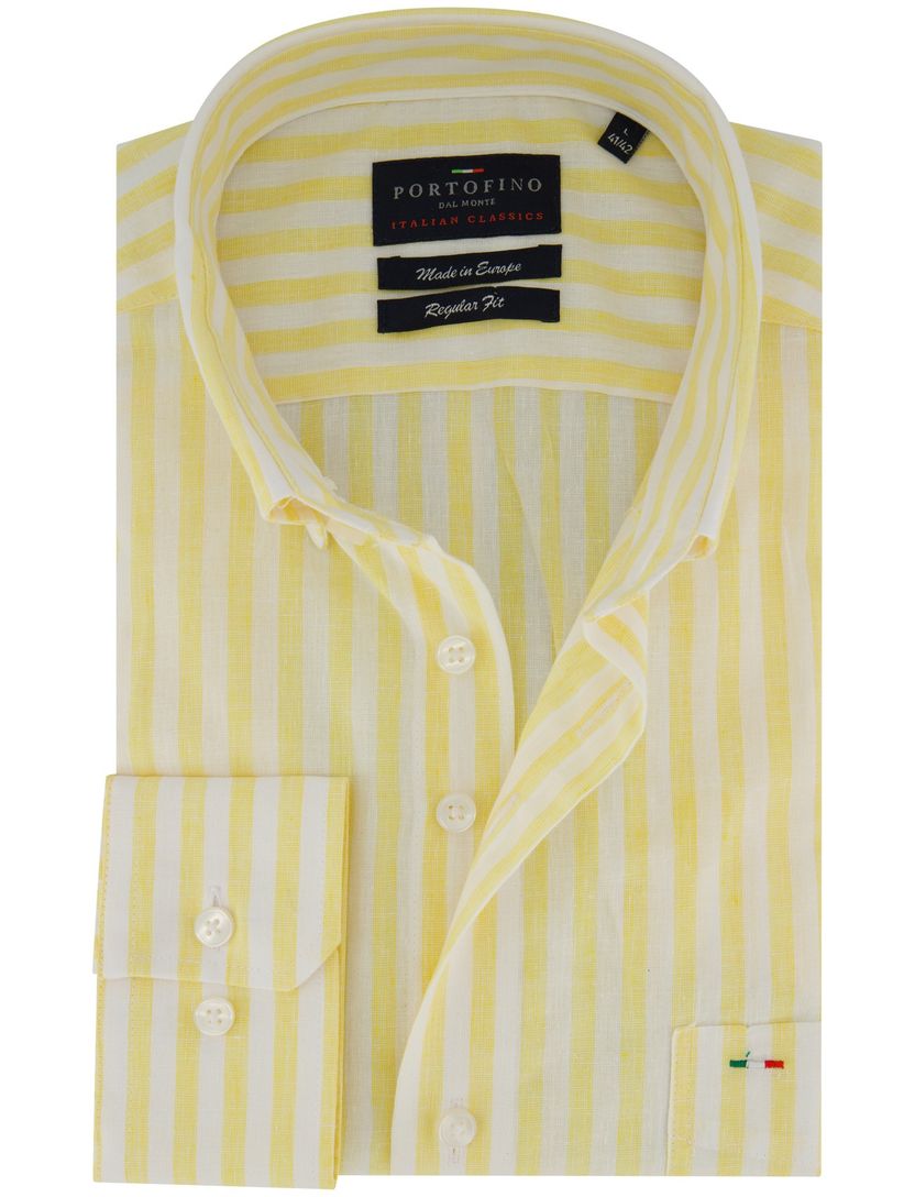 Overhemd wit gestreept Portofino button down boord linnen