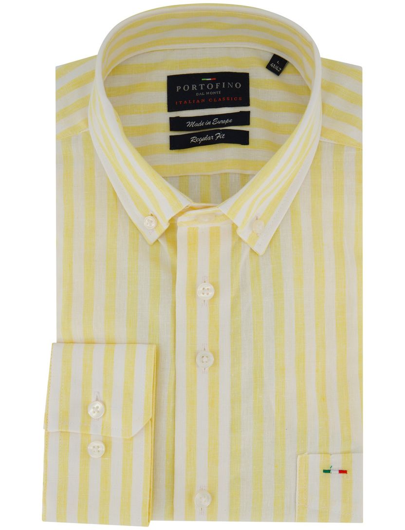 Overhemd wit gestreept Portofino button down boord linnen