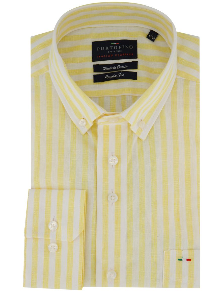 Wit gestreept overhemd Portofino button down boord linnen