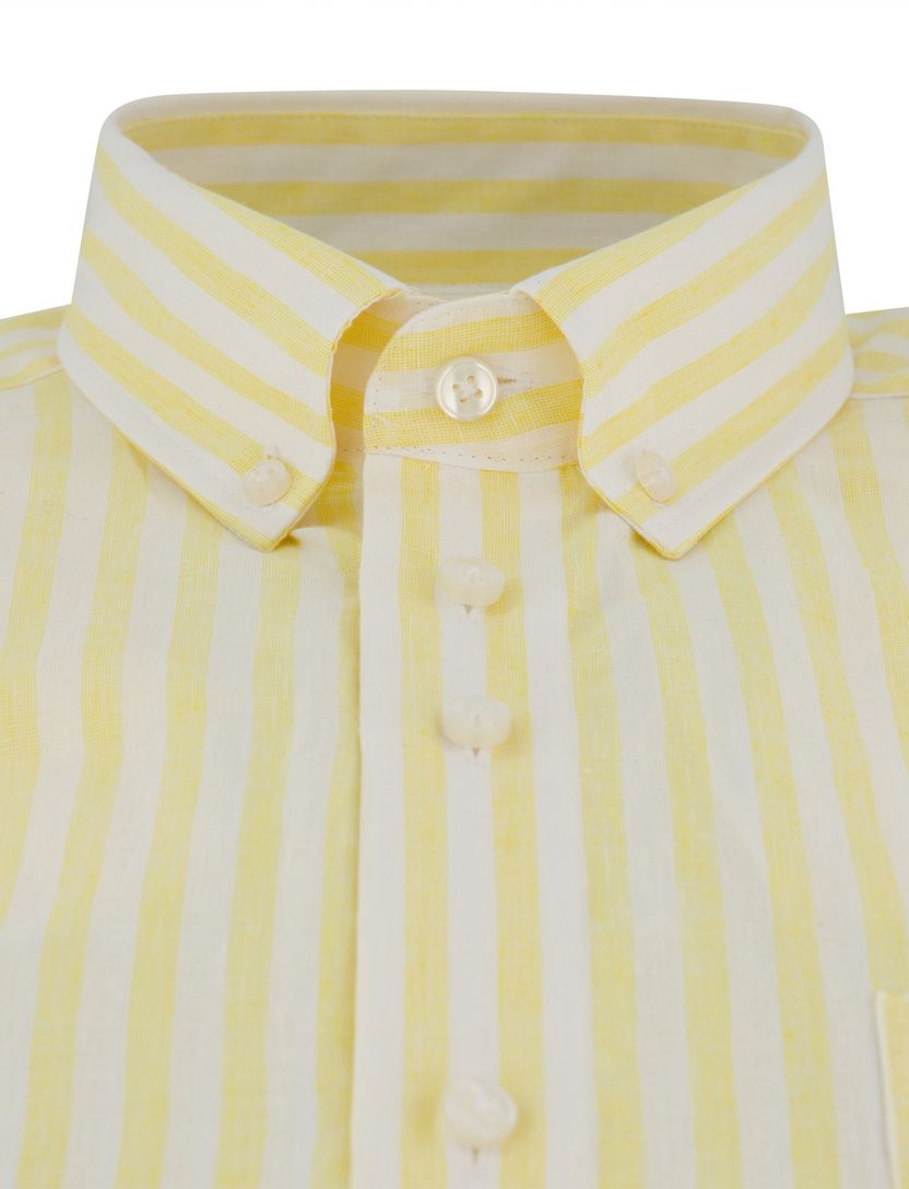 Overhemd wit gestreept Portofino button down boord linnen