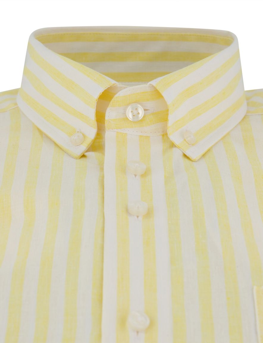 Wit gestreept overhemd Portofino button down boord linnen
