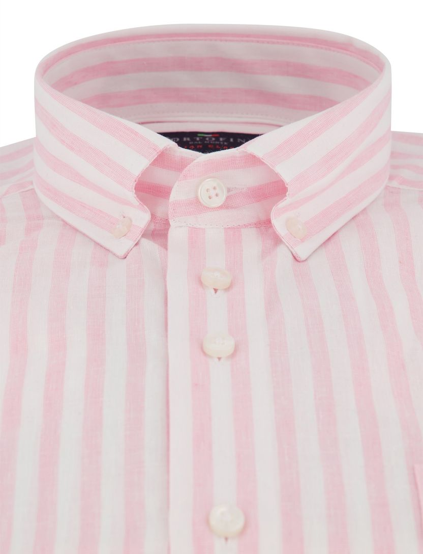 Overhemd Portofino wit gestreept patroon linnenblend