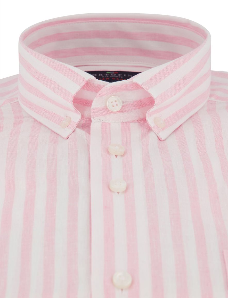 Portofino overhemd wit gestreept motief linnenblend