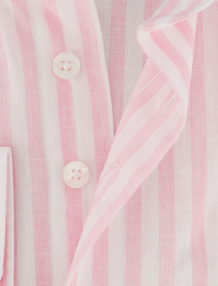 Overhemd Portofino wit gestreept patroon linnenblend