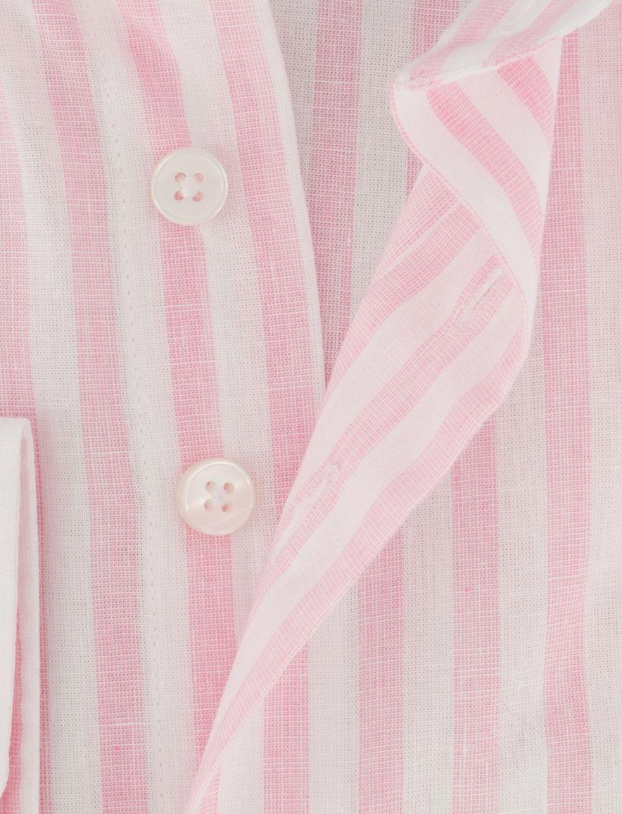 Portofino overhemd wit gestreept motief linnenblend