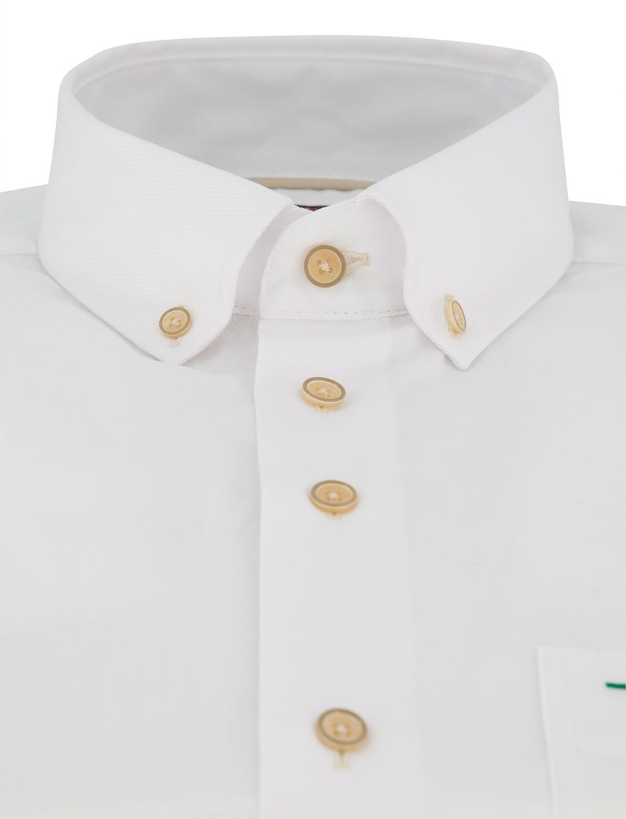 Portofino overhemd effen wit beige knoop