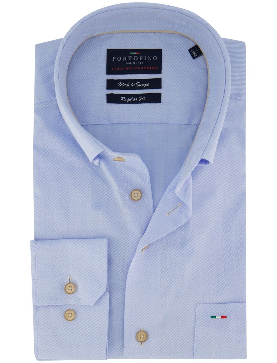 Portofino overhemd lichtblauw beige knoop