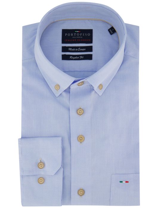 Portofino overhemd regular fit lichtblauw enkele borstzak