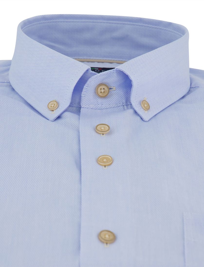 Overhemd lichtblauw Portofino effen enkele borstzak