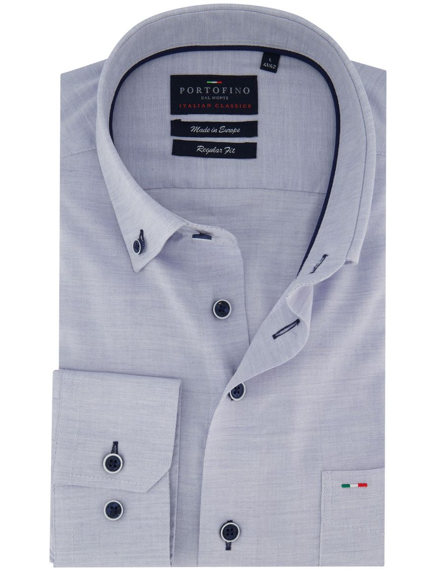 Blauw overhemd Portofino button down boord viscose