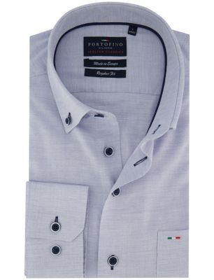 Portofino Overhemd blauw viscose Portofino enkele borstzak