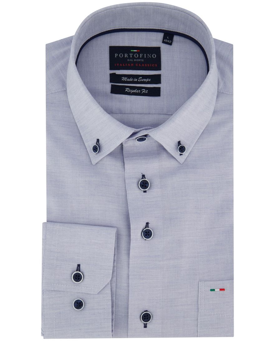 Blauw overhemd Portofino button down boord viscose