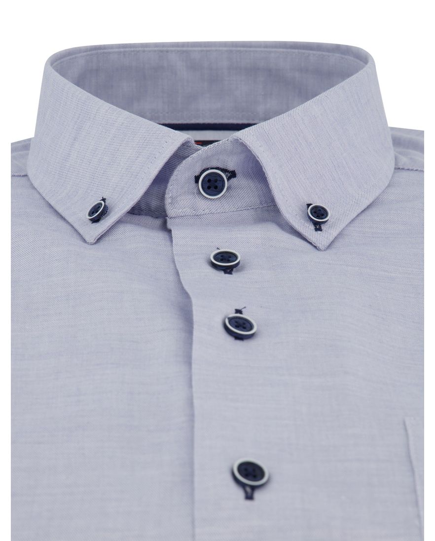 Blauw overhemd Portofino button down boord viscose