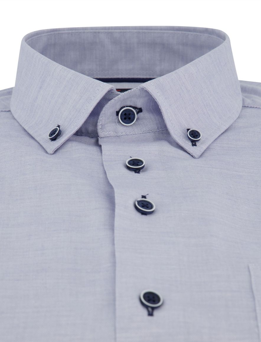 Blauw overhemd Portofino button down boord viscose