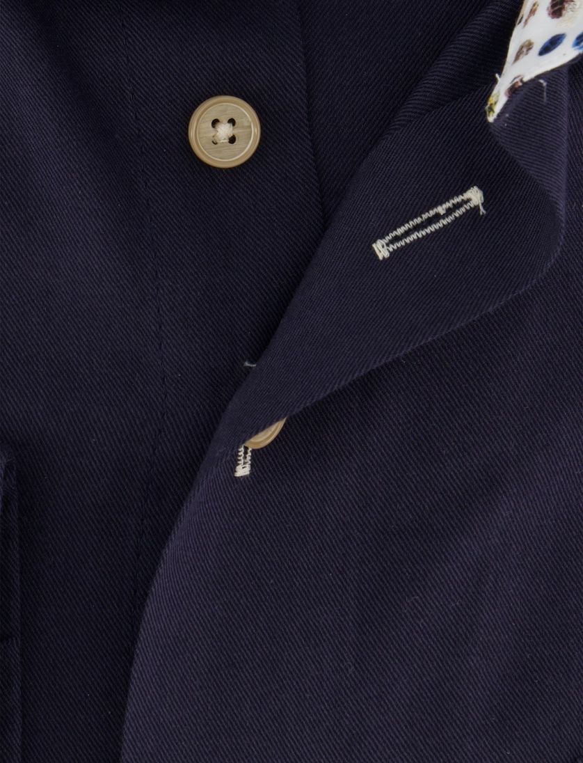 Overhemd donkerblauw zijde Portofino enkele borstzak