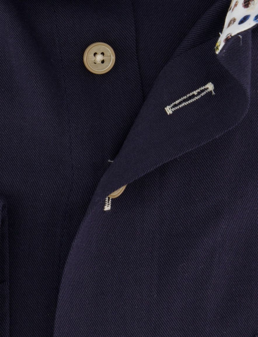 Portofino overhemd donkerblauw beige knoop