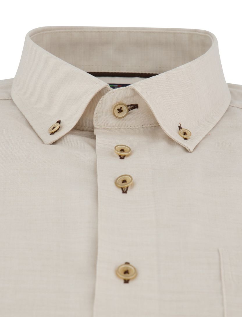 Overhemd beige zijde Portofino enkele borstzak
