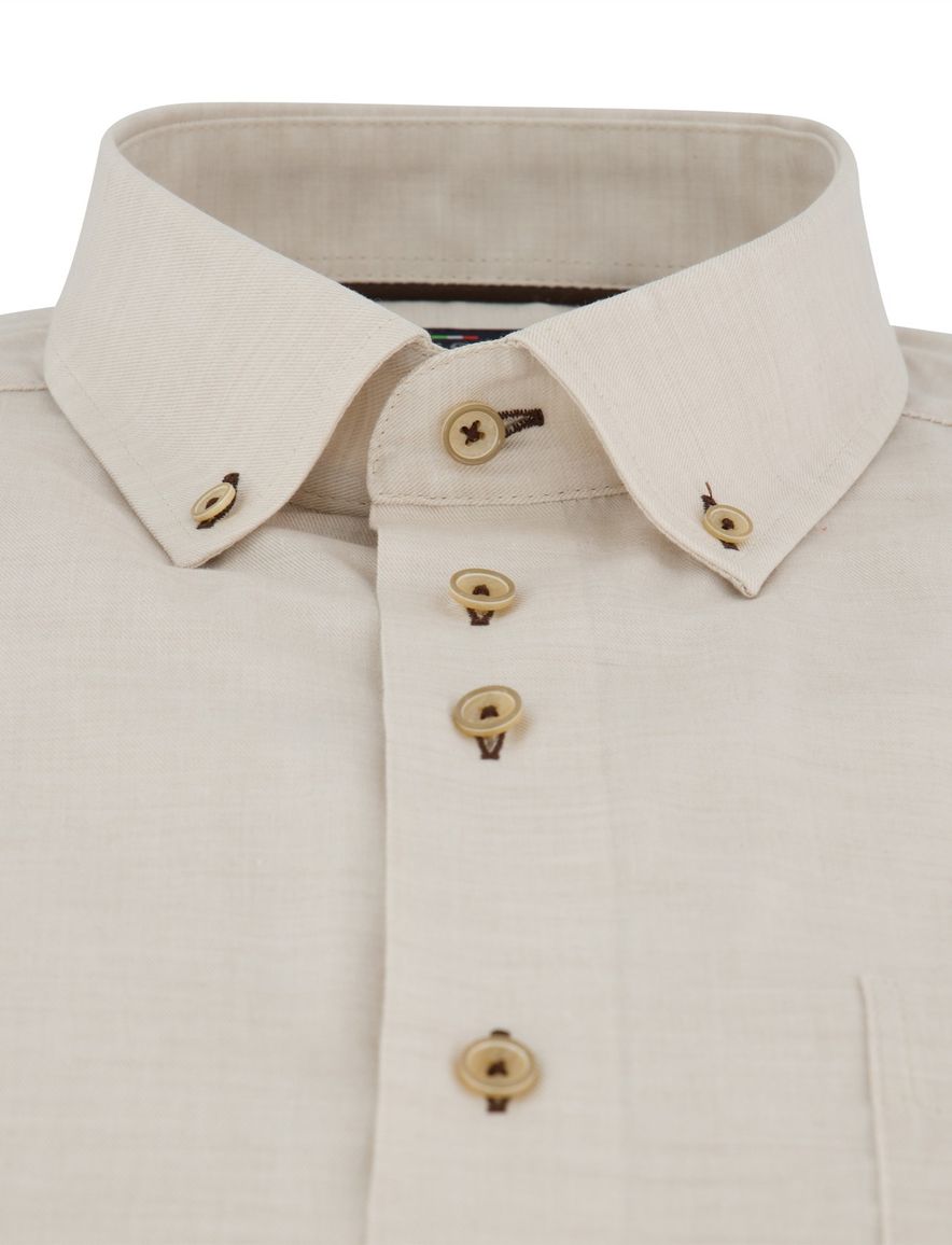 Portofino overhemd beige met beige knoop