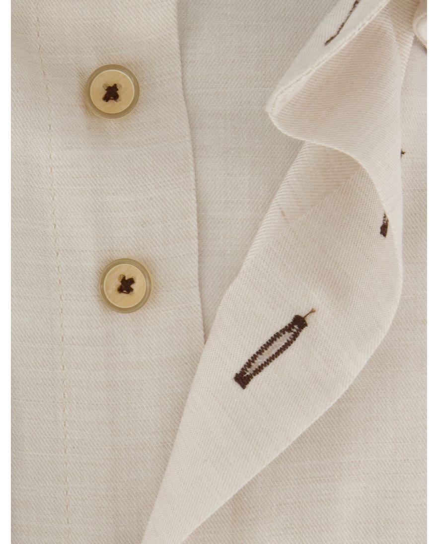Beige overhemd Portofino button down boord zijde
