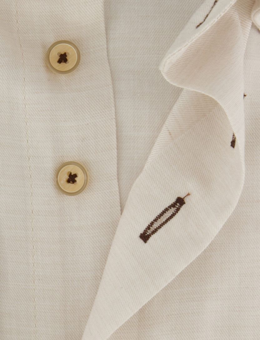 Overhemd beige zijde Portofino enkele borstzak