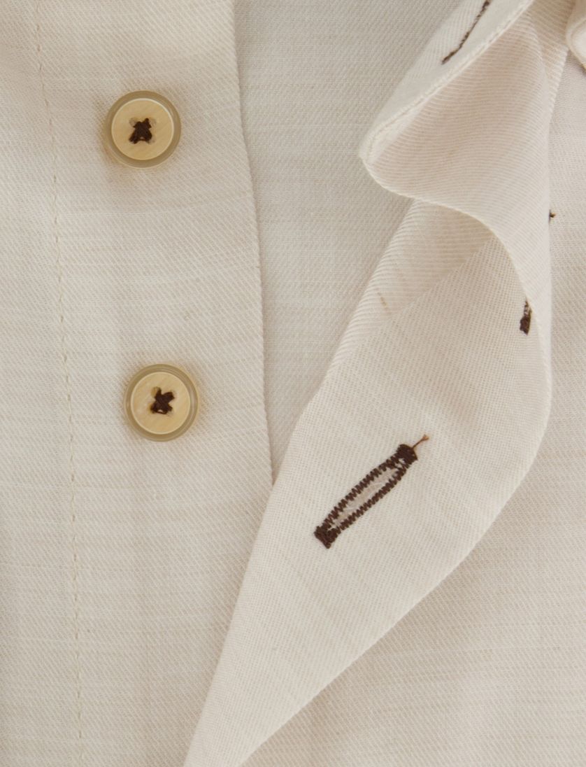 Overhemd beige zijde Portofino enkele borstzak