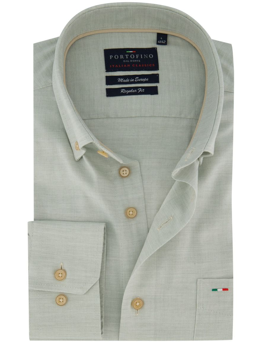 Groen overhemd Portofino button down boord zijde