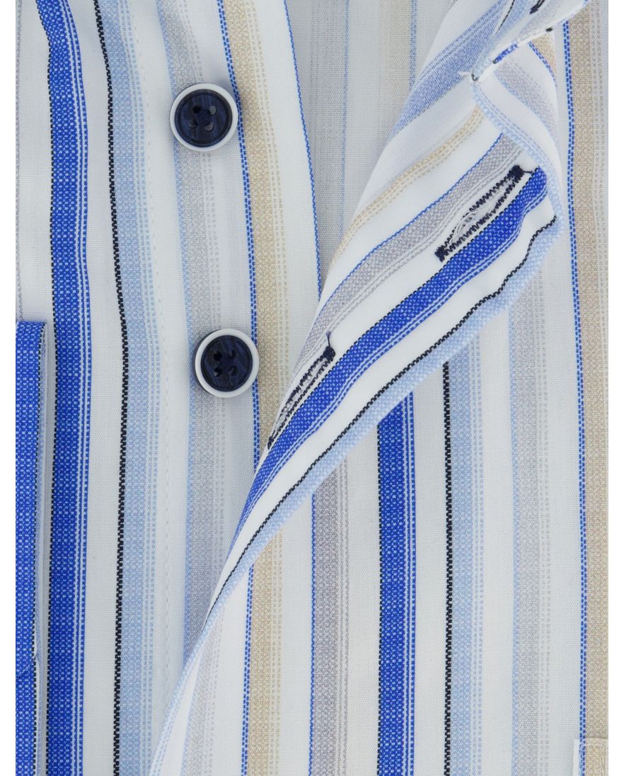 Portofino overhemd blauw gestreept motief button down boord