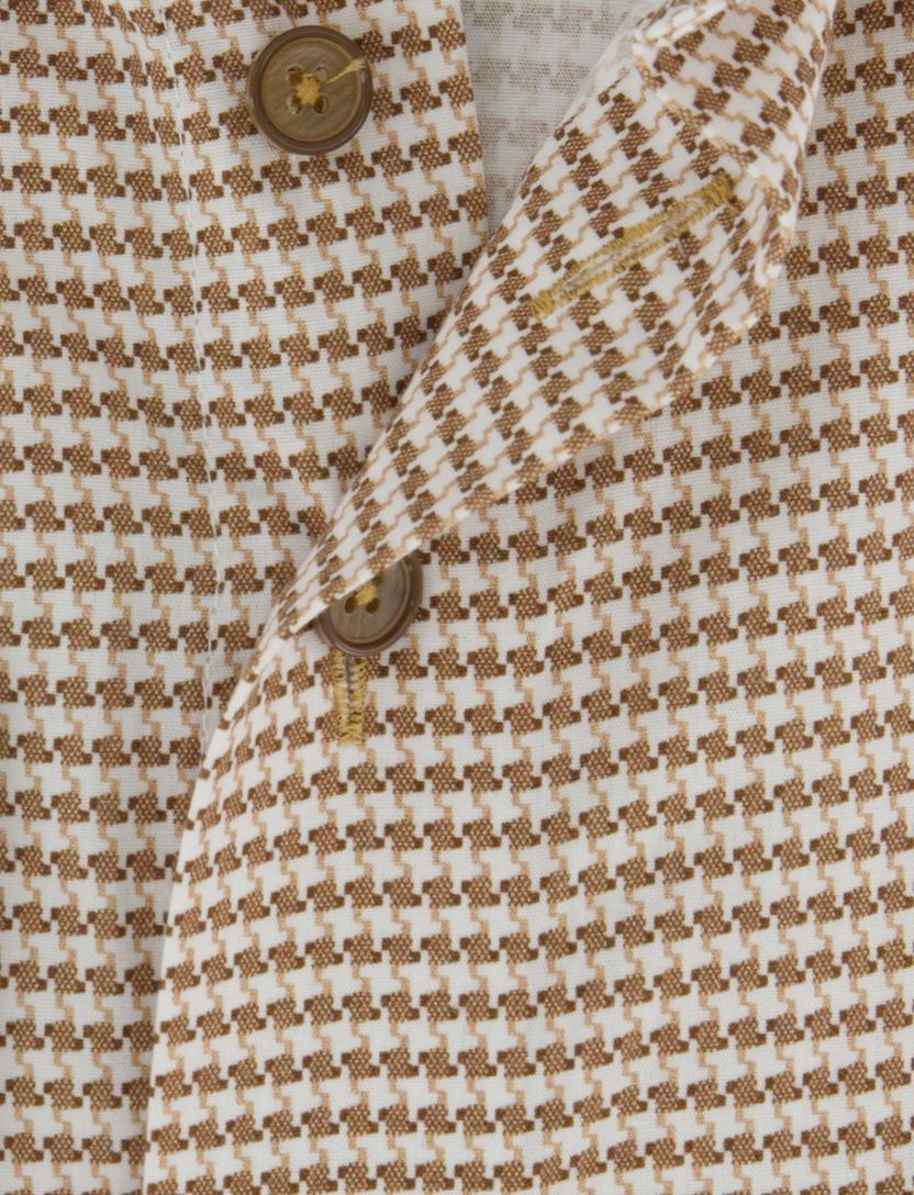 Overhemd bruin Portofino patroon bruine knopen