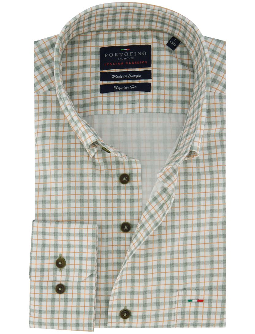 Overhemd Portofino groen geruit button down boord