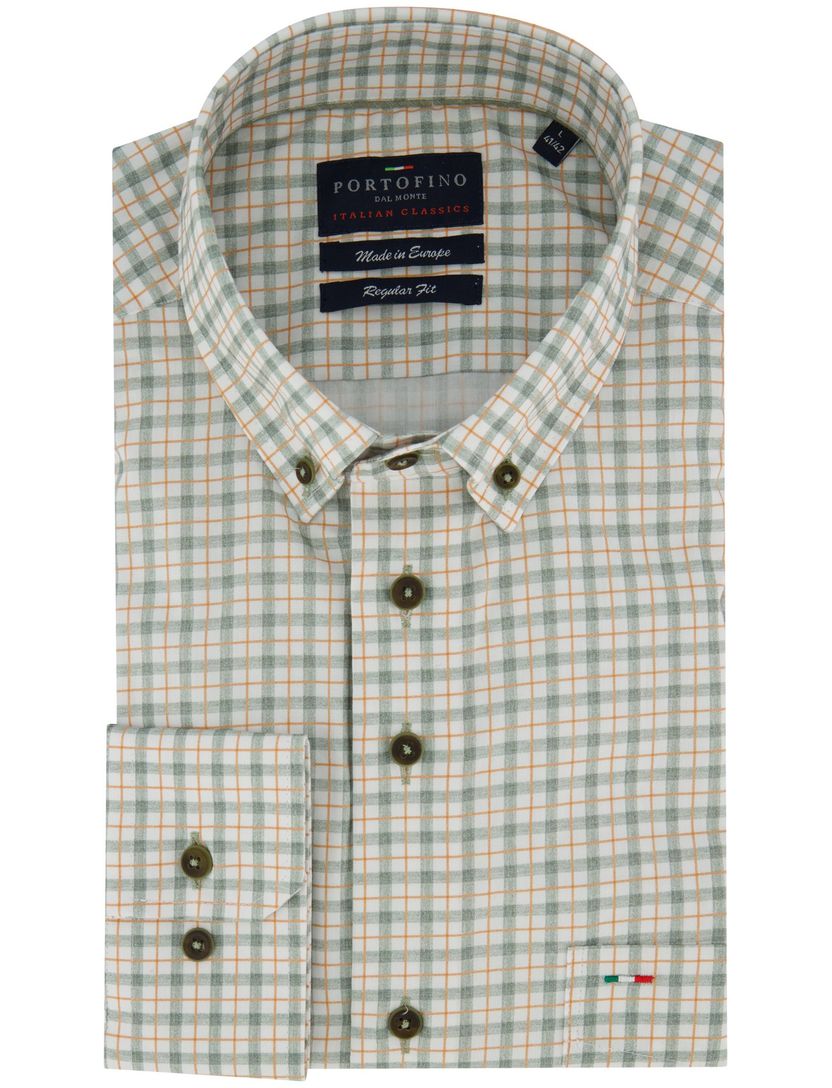Overhemd Portofino groen geruit button down boord