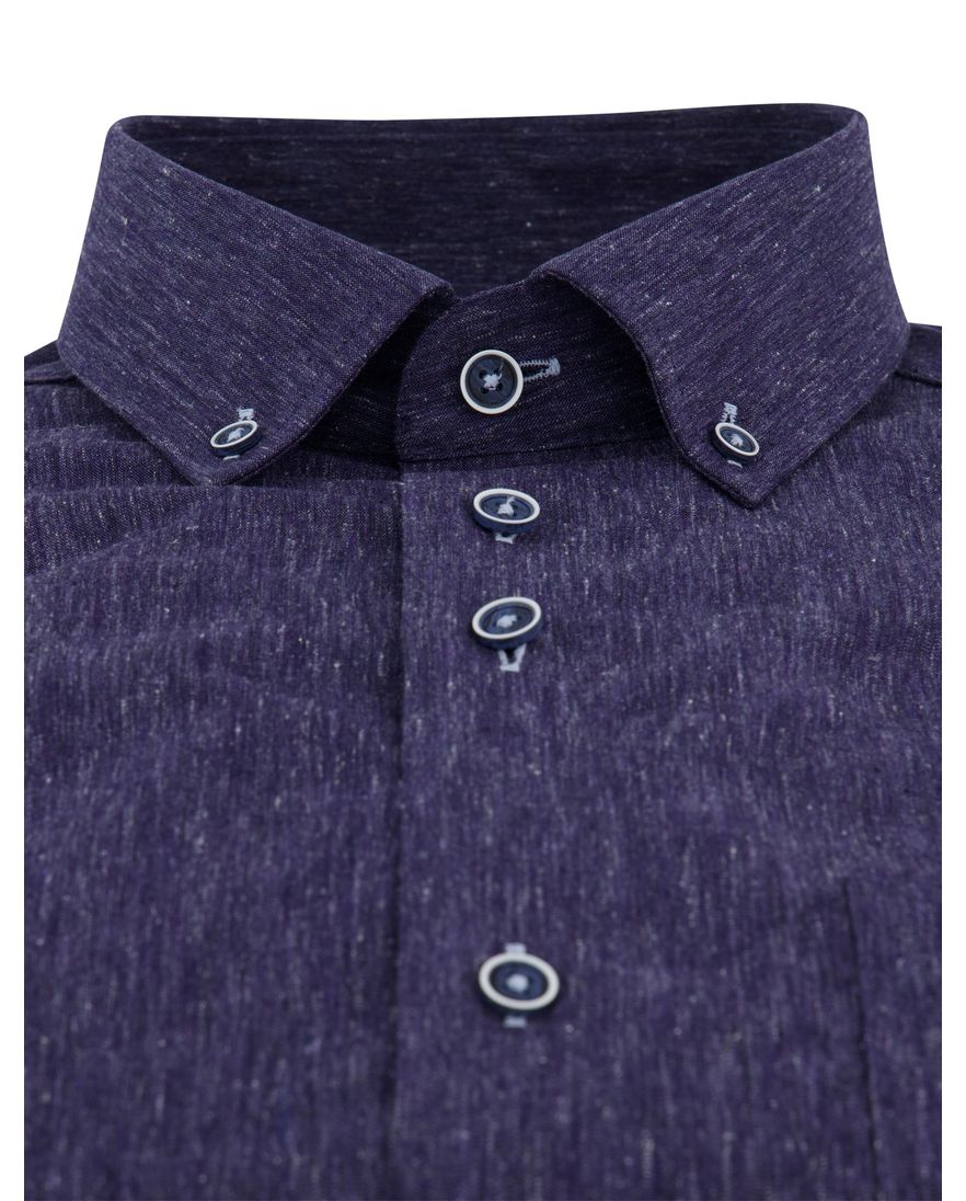 Portofino navy overhemd linnenblend button down boord