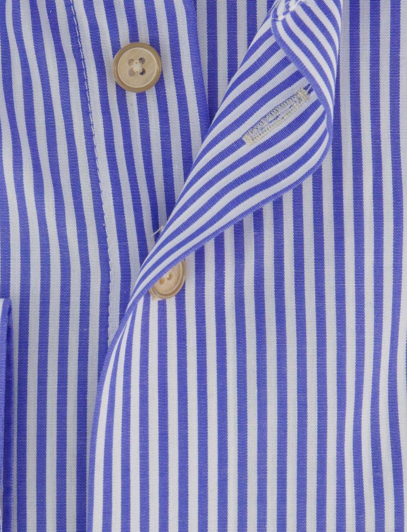 Overhemd blauw gestreept Portofino enkele borstzak casual