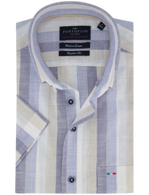 Portofino Portofino overhemd blauw gestreept korte mouw
