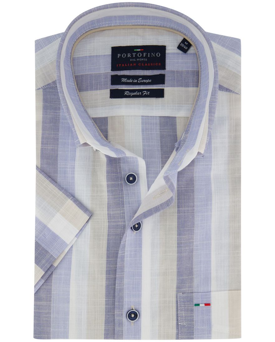 Portofino overhemd blauw gestreept korte mouw
