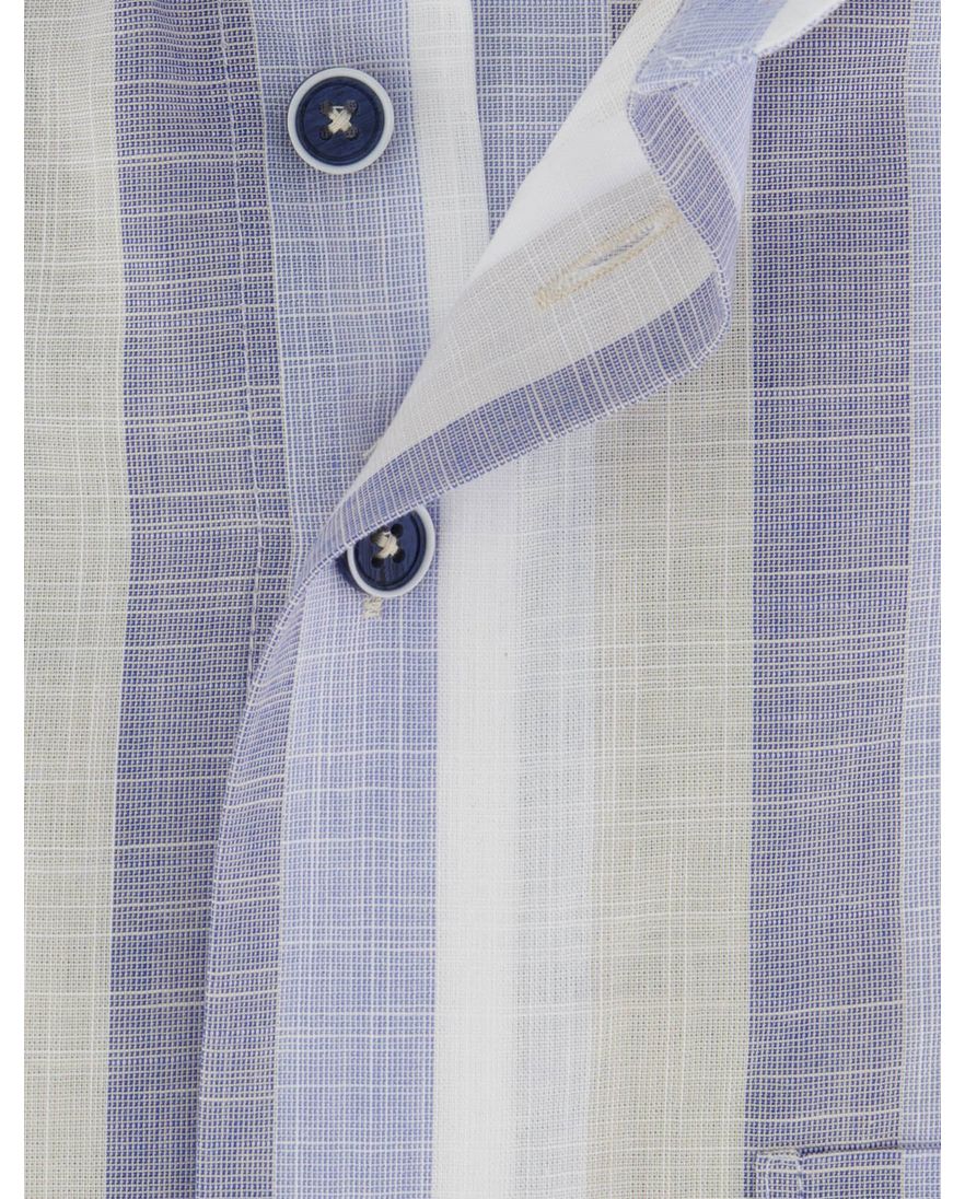 Portofino overhemd blauw gestreept korte mouw