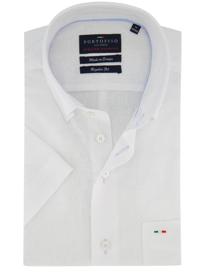 Overhemd Portofino korte mouw linnen wit