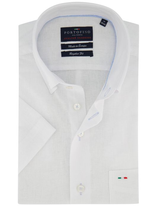 Portofino overhemd korte mouw linnen wit