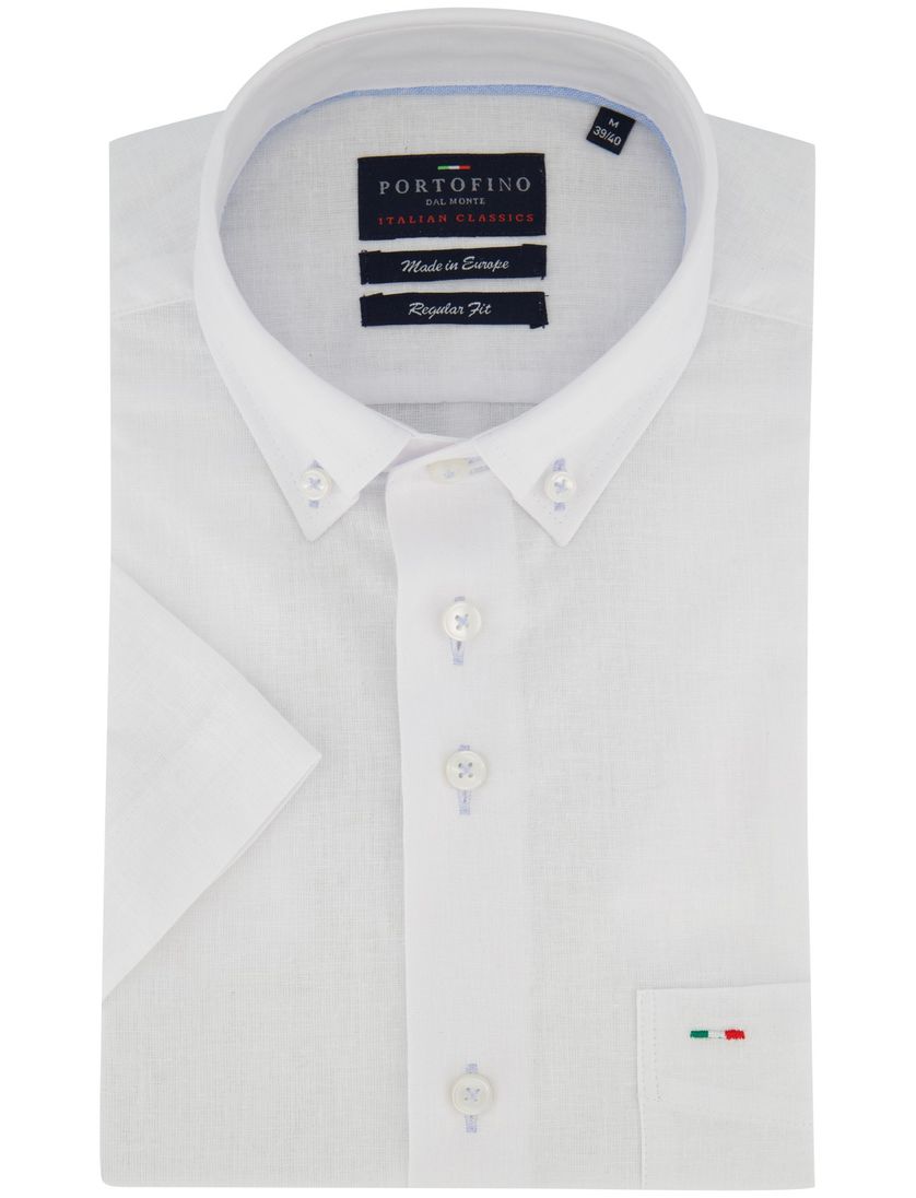 Overhemd Portofino korte mouw linnen wit