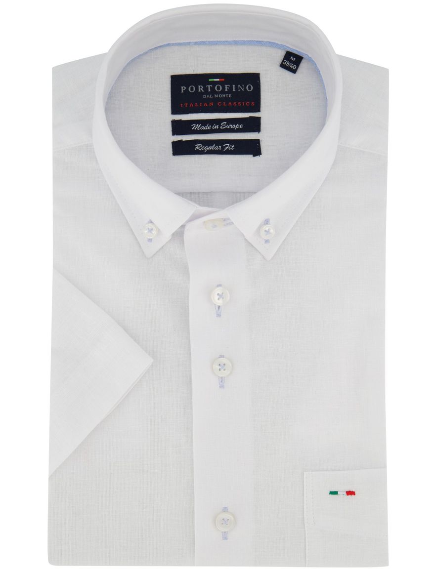 Portofino overhemd korte mouw wit linnenmix