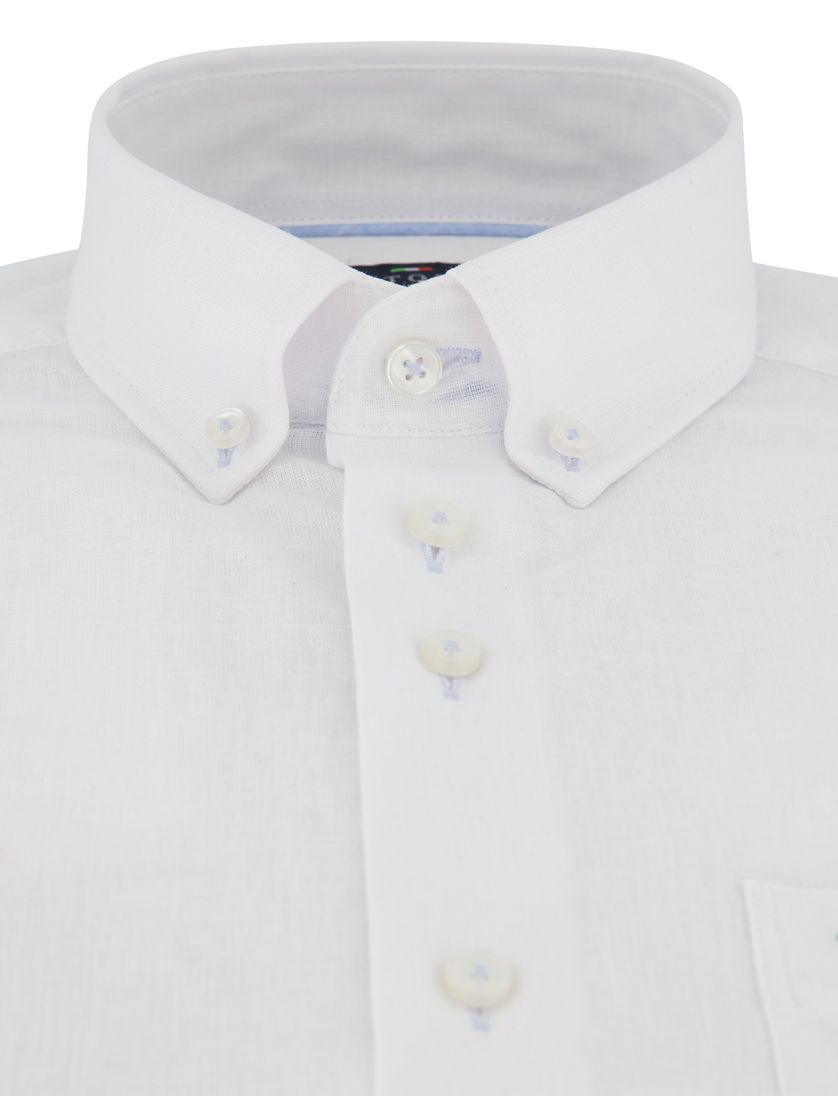 Overhemd Portofino korte mouw linnen wit