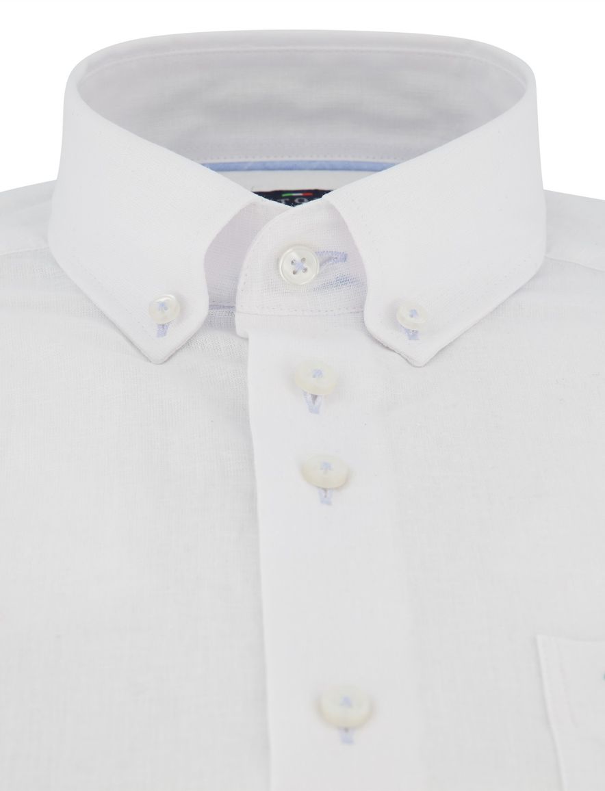 Portofino overhemd korte mouw wit linnenmix