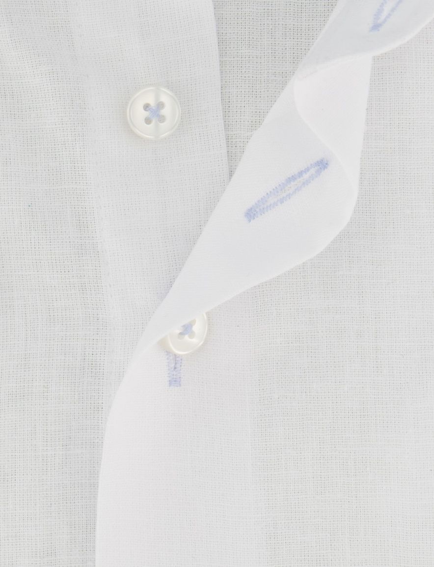 Portofino overhemd korte mouw wit linnenmix