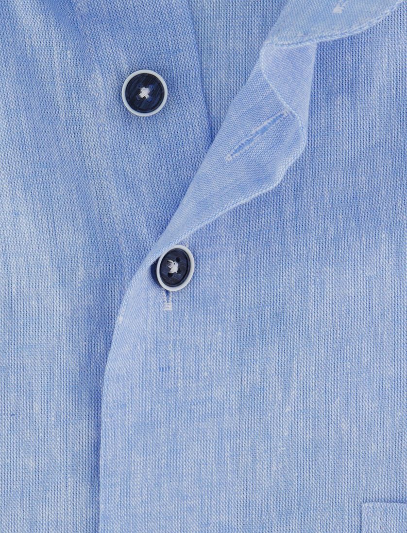 Overhemd Portofino korte mouw linnen lichtblauw