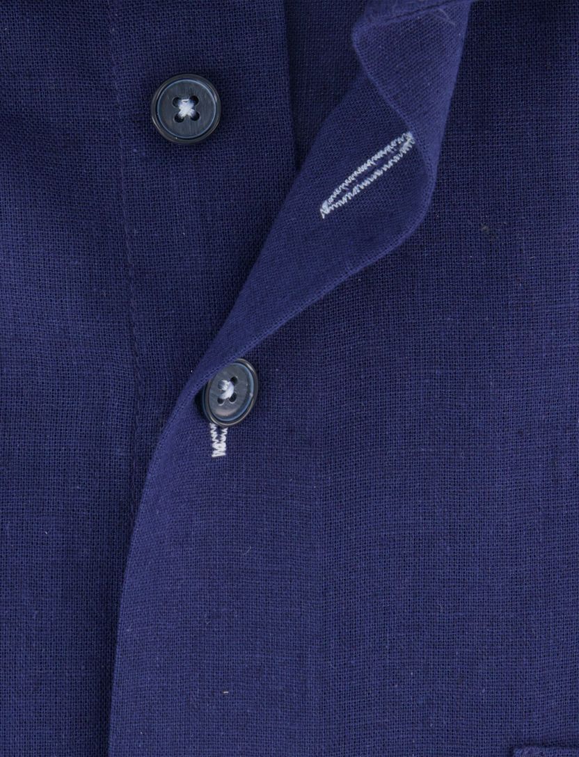 Overhemd Portofino korte mouw linnen donkerblauw
