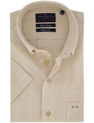 Portofino Portofino overhemd linnen korte mouw beige