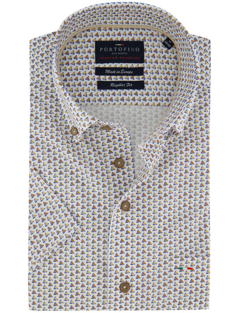 Overhemd Portofino korte mouw print driekhoek