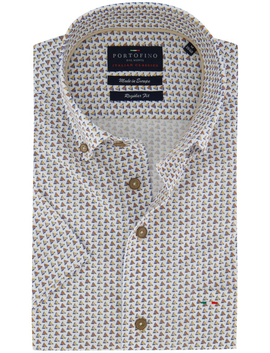 Portofino overhemd katoen print driekhoek korte mouw