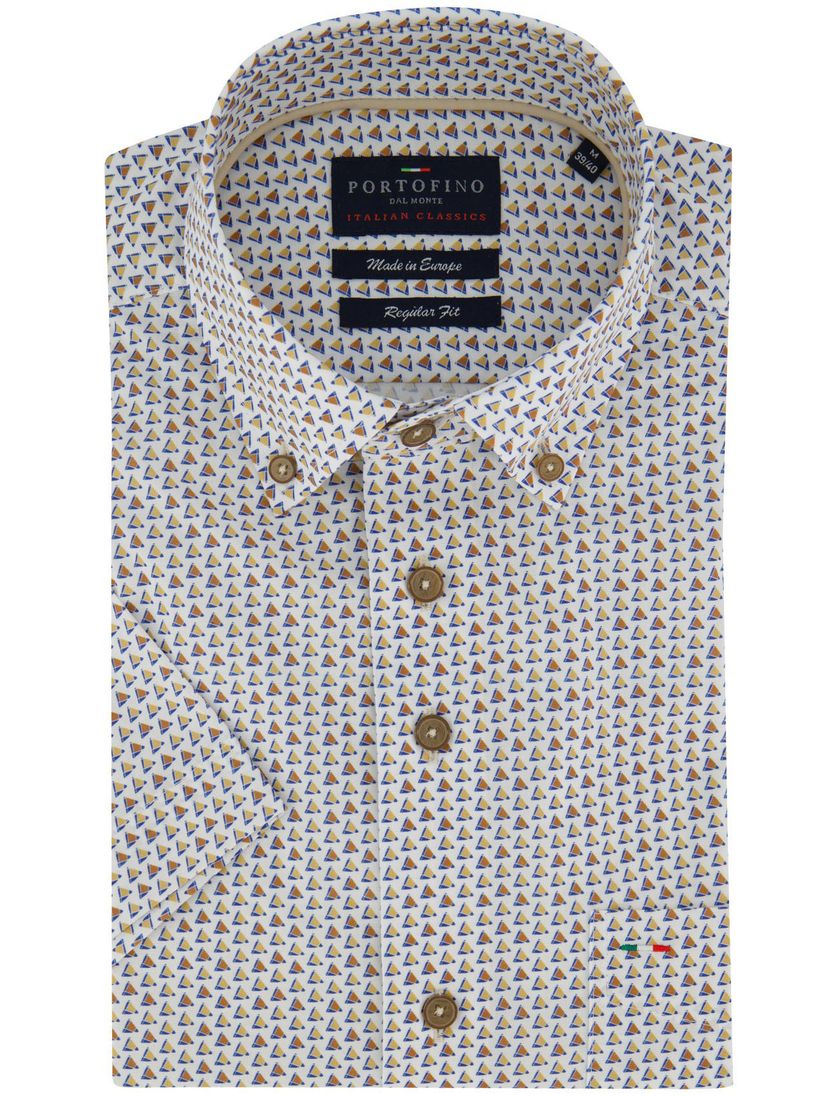 Overhemd Portofino korte mouw print driekhoek